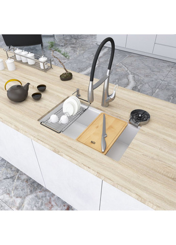 Белая мойка на кухню под столешницу 1.5 мм из нержавеющей стали Nett NW-7042 (352261591)