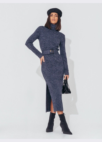 Темно-синее кэжуал платье-гольф с поясом синее Dressa однотонное