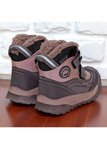 Розово-лиловые спортивные, повседневные, кэжуал зимние зимние ботинки для девочки дутики утепленные термоботинки на овчине липучках Tom.M