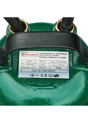 Насос заглибний дренажно-фекальний NOWA WQCD C1500f Vitals (363056380)