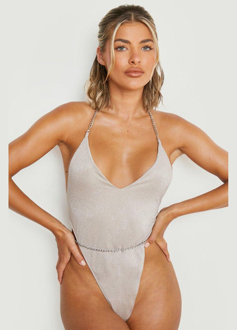 Бежевый летний купальник слитный слитный Boohoo