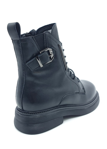 Осенние женские ботинки на овчине черные кожаные ya-19-3 235 мм (р) Yalasou