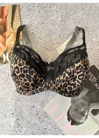 Коричневий бюстгальтер без поролону з сіточкою леопардовий Lanny Mode