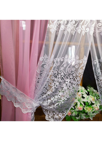 Кухона фіранка готова коротка Мері бордо гілочка No Brand (372133892)