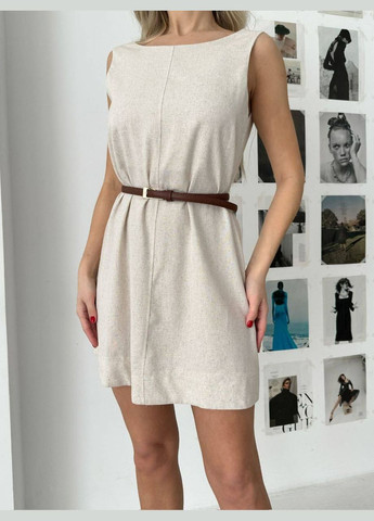 Бежевое праздничный, коктейльное, деловое, повседневный, вечернее платье женское No Brand однотонное