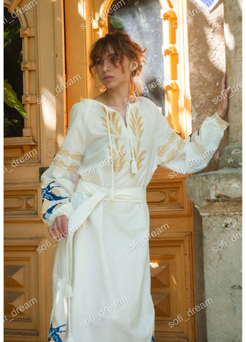 Белое женское вышитое платье "ласточки" ESQ