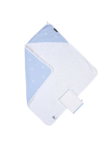 Полотенце с капюшоном и перчаткой, 80x80 см, flower blue () Childhome голубой