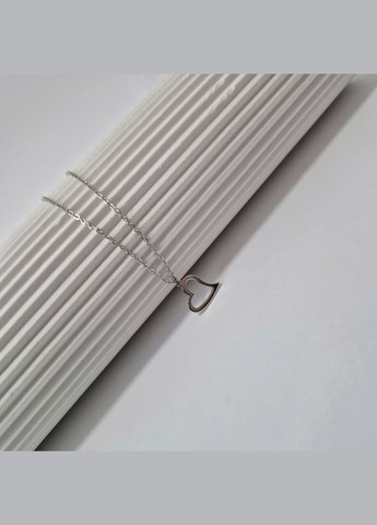 Серебряный браслет на ногу без камней с подвеской Сердце до 28 см серебро 925 пробы Родированное б2/1036ш 1.30 Nobrand (363969064)