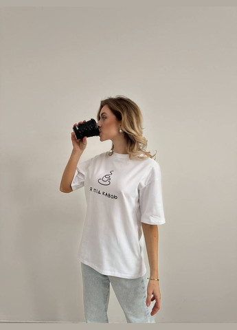 Белая женская футболка с принтом цвет белый р.42/46 449989 New Trend