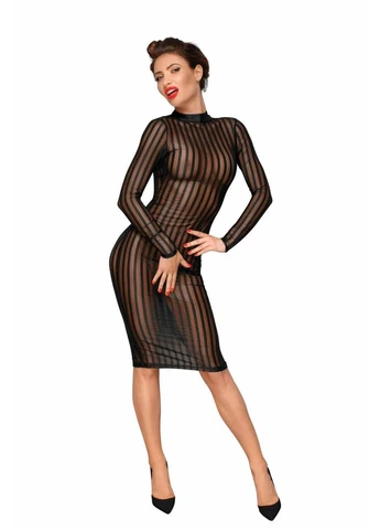 Черное платье с мокрым эффектом f182 classic dress made of elastic tulle, Noir Handmade