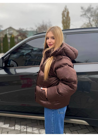 Коричневая зимняя женский зимний пуховик SK