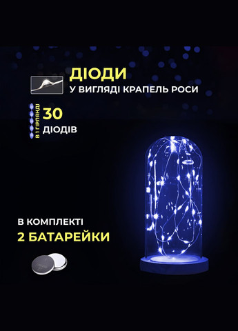 Гірлянда Роса нитка 30 LED довжина 3 м на батарейках, синій GarlandoPro (324070645)
