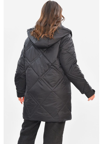 Чорна демісезонна куртка жіноча демісезонна напівбатальна чорного кольору Let's Shop