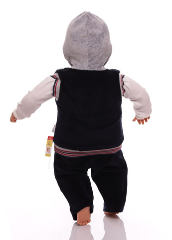 Синій демісезонний костюм з довгим рукавом для хлопчика велюровий 68 см (26624) BABYKROHA