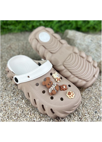 Крокси жіночі сабо на платформі з джибітсами Е-00161-381-1 Бежеві Luck Line (333299784)