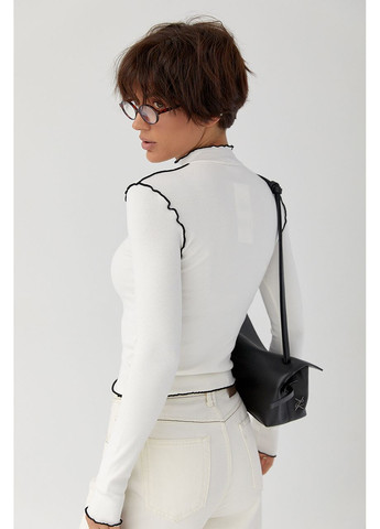 Жіночий лонгслів у рубчик з контрастними швами назовні Lurex (363555356)