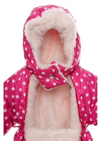 Комбінезон для дівчинки Трансформер на хутрі з принтом Горошок малиновий 86 см (35455) BABYKROHA (297200043)