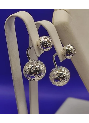 Серебряные серьги "Шарики Сердечки " Shiny ш5б No Brand (387512460)