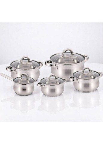 Набір каструль BN-211 Нержавіюча сталь 10 предметів 2,1л; 2,1л; 2,9л; 3,9л; 6,5л Benson (354805257)