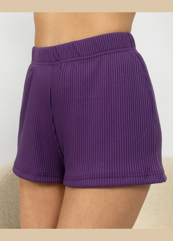 Темно-фіолетова всесезон піжама жіноча з рубчику топ і шорти темно-бузковий Maybel