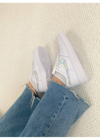 КРОССОВКИ ЖЕНСКИЕ NIKE AIR FORCE WHITE HOLOGRAM НАЙК АИР ФОРС 1 ПРЕМИУМ No Brand белые демисезоны (369390313)