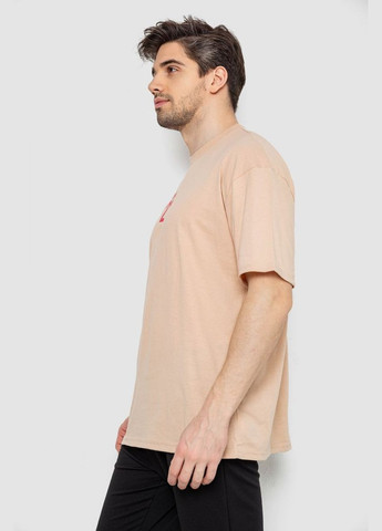 Бежевая футболка мужская с принтом черная размер l (sku_244r7024) с коротким рукавом No Brand