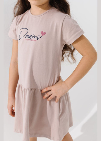 Бежевое платье с принтом для девочки 16519 116 см бежевый shop (2000990923646) Baby Show (322213182)