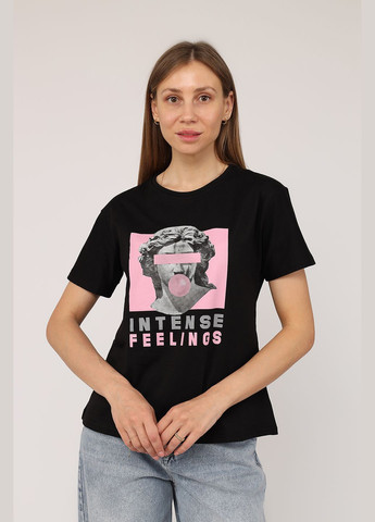 Футболка с коротким рукавом женская цвет черный ЦБ-00275257 Carla Mara - (329728337)