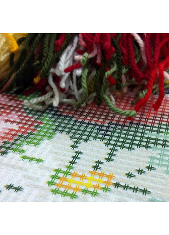 Набір для вишивання подушки хрестиком Маки і незабудки Страмін з пряжею Zweigart напівхрест нитками муліне 40х40 см No Brand (333165023)