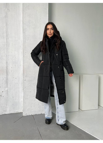 Черная зимняя зимняя куртка на змейке + кнопки Stylish Touch