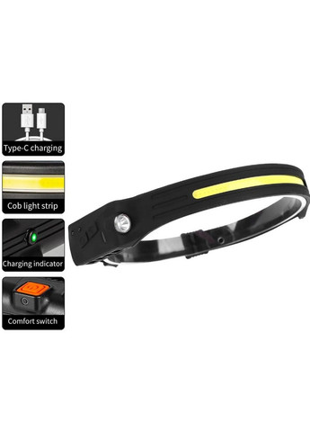 Налобный аккумуляторный фонарик BL-G28 XPE+COB USB с датчиком движения (1756375758) Bailong (335237548)