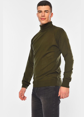 Темно-зеленый демисезонный свитер мужской однотонный тёмно-зеленого цвета пуловер Let's Shop