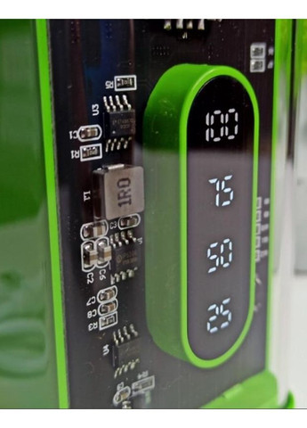 Портативный повербанк Power Bank с прозрачным корпусом и LED-индикацией заряда 20000 mAh Зеленый (2104618815) No Brand (370606385)