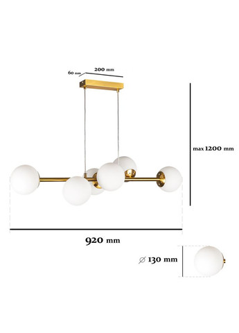 Бронзовая подвесная люстра на 6 ламп ( 52-1010-6 AGD+WH) No Brand (370072271)