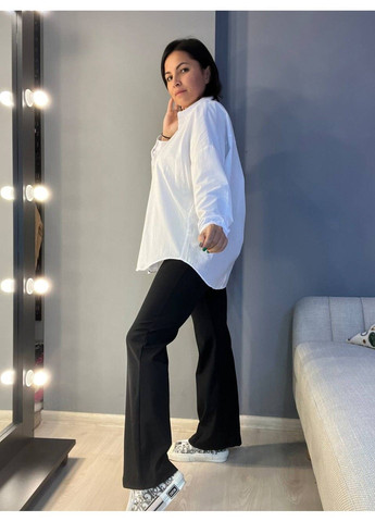 Черные лосины женские 4188 клеш рубчик широкий пояс Incebelli