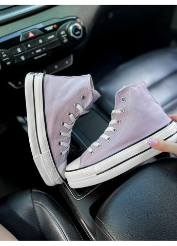 Фіолетові Осінні кеди чоловічі converse high platform lilac конверс No Brand