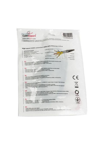 Кабель мультимедійний HDMI M to HDMI F 0.5m (CC-HDMI4X-0.5M) Cablexpert HDMI male to female 0.5m (268144912)