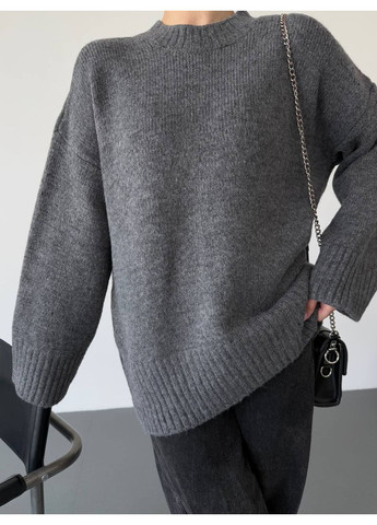 Графітовий стильний в'язаний жіночий светр No Brand Б1466-095/2
