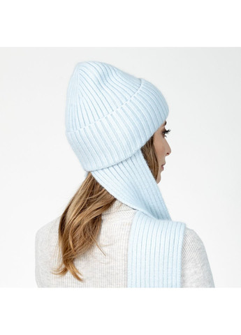 Шапка по голове с шарфом женская вискоза с ангорой голубая РИМА LuckyLOOK 591-820 (322789594)