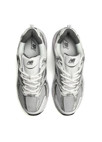Білі Осінні кросівки чоловічі new balance white silver No Brand 530 Premium