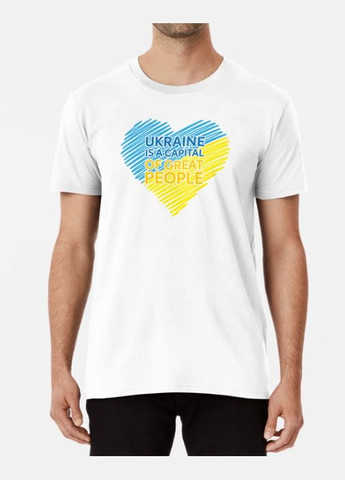 Біла чоловіча патріотична футболка з принтом ukraine is a capital of great people україна Stedman