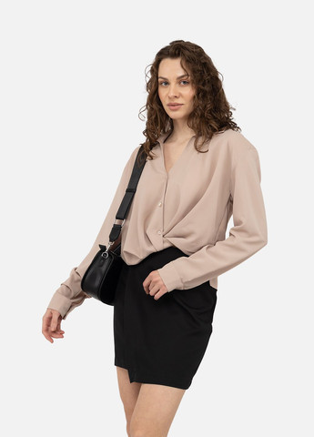 Бежевая демисезонная женская блуза с длинным рукавом цвет бежевый цб-00242167 Yuki