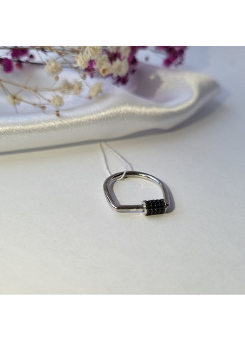 Серебряное кольцо Боченок с Черными камнями 17.5 размер серебро 925 пробы Родированное 956к 2.1 No Brand (306741598)