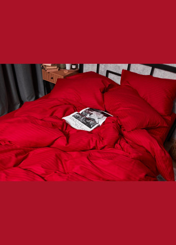 Комплект постельного белья Satin Stripe полуторный евро 160х220 наволочки 4х70х70 (MS-820003594) Moon&Star Stripe Red (288044119)