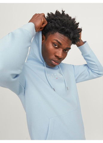 Худи флис,светло-голубой с принтом,JACK&JONES Jack & Jones (368158334)