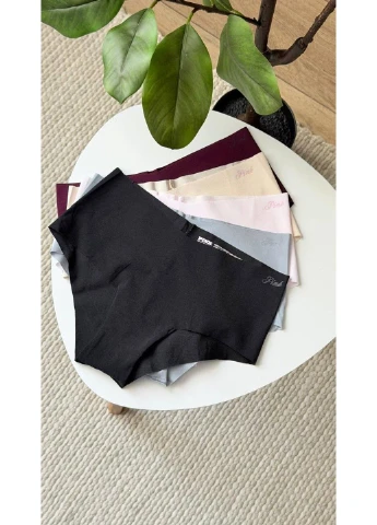 Трусики-чики жіночі безшовні PINK No-Show Cheeky Panty бордові Victoria's Secret (385436719)