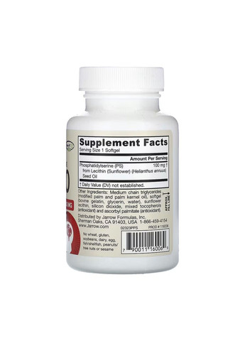 Фосфатидилсерин для мозку Sharp-PS 60 капсул підтримка когнітивних функцій дієтична добавка Jarrow Formulas (368989662)