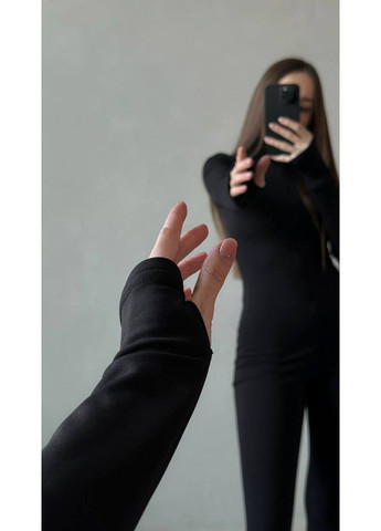 Женский базовый комбинезон с молнией Україна чёрный спортивный, повседневный дайвинг