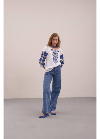 Жіноча вишиванка Весняні мрії біла з синім Galychanka 1656 (353849275)