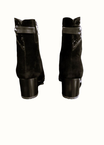 Зимние классические женские зимние ботинки на среднем каблучке и цигейке 38 (25 см) стилы Velly со стразами, с заклепками из натуральной замши